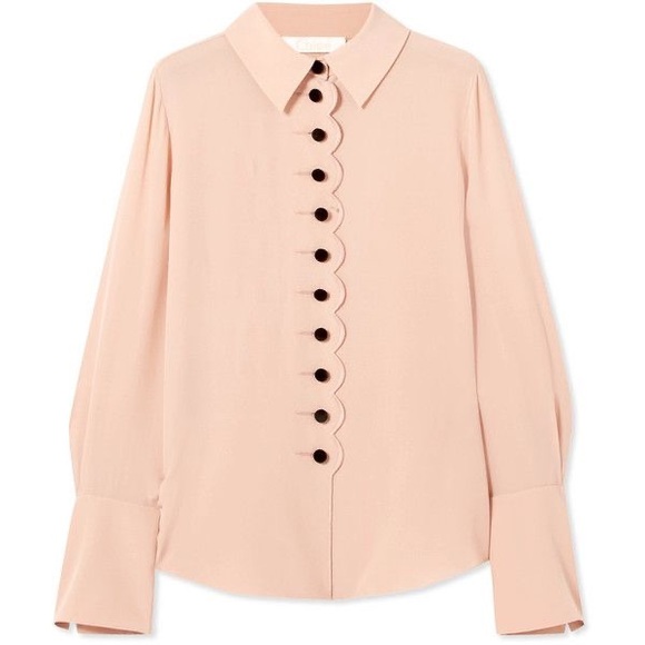 Chloe Tops - ✨ NWOT CHLOE Velvet-trimmed silk crepe de chine blouse